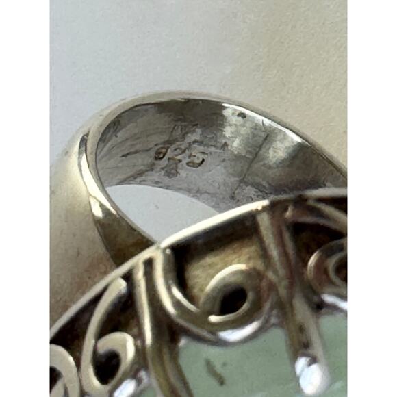 Prehnite Cabochon Handmade Sterling 925 Silver Gemstone RIng 5.5 - 5.75 - Picture 5 of 7